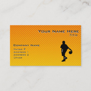 Yellow Orange Basketball Business Card