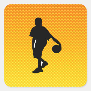 Yellow Orange Basketball Square Sticker