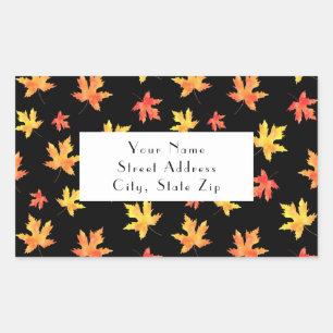 Yellow Orange Black Maple Leaf Pattern labels