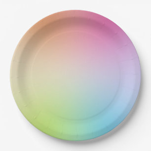 Yellow Orange Blue Green Pink Red Purple Custom Paper Plate