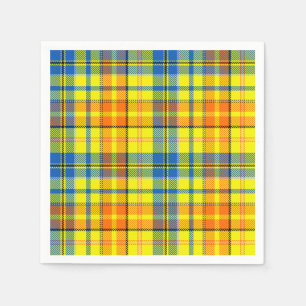 Yellow Orange Blue Plaid Tartan Design  Napkin