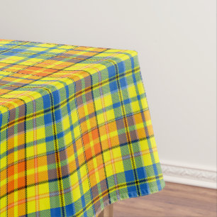 Yellow Orange Blue Plaid Tartan Design Tablecloth