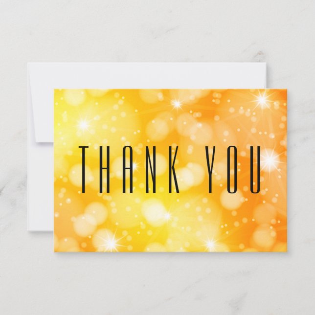 Yellow & Orange Bokeh Flat Thank You Card (Front)