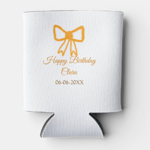 Yellow orange bow watercolor retro happy birthday can cooler