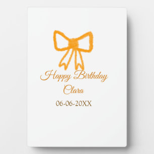 Yellow orange bow watercolor retro happy birthday plaque