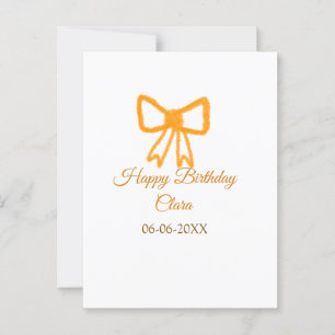 Yellow orange bow watercolor retro happy birthday postcard