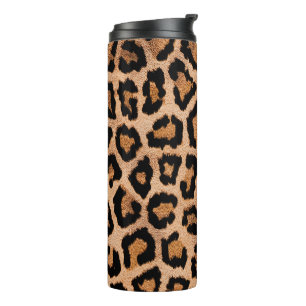 Yellow Orange Brown Black Leopard Animal Print Thermal Tumbler