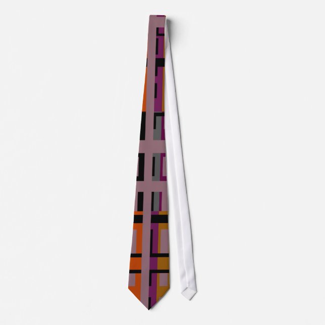Yellow, Orange, Brown, Black Retro Art Deco Tie (Front)