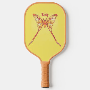 Yellow Orange Butterfly Luna Moth Girl Name Pickleball Paddle