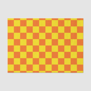 Yellow Orange Checkered Check Design Tissue Paper