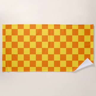 Yellow Orange Chequerboard Chequered Checked Check Beach Towel
