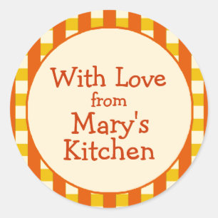 Yellow & Orange Chequered Border Canning Labels