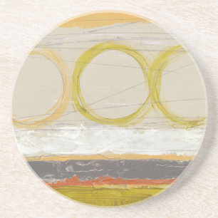 Yellow & Orange Circles on Multicolored Background Coaster