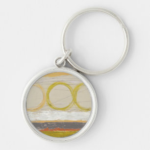 Yellow & Orange Circles on Multicolored Background Keychain