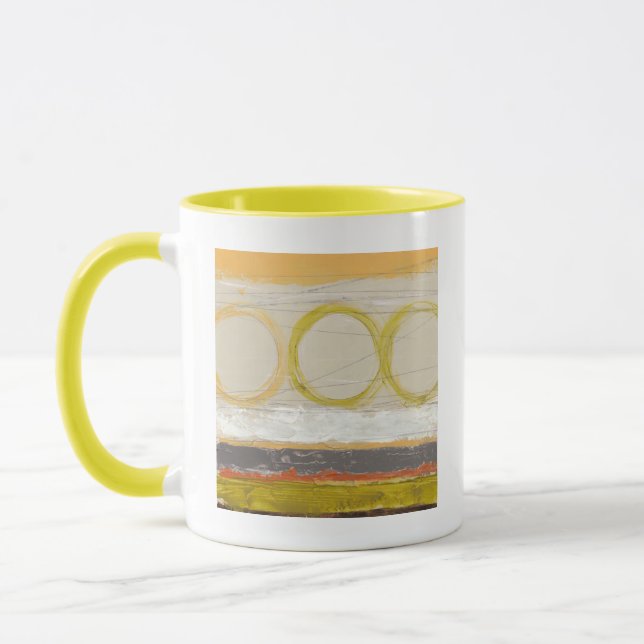 Yellow & Orange Circles on Multicolored Background Mug (Left)