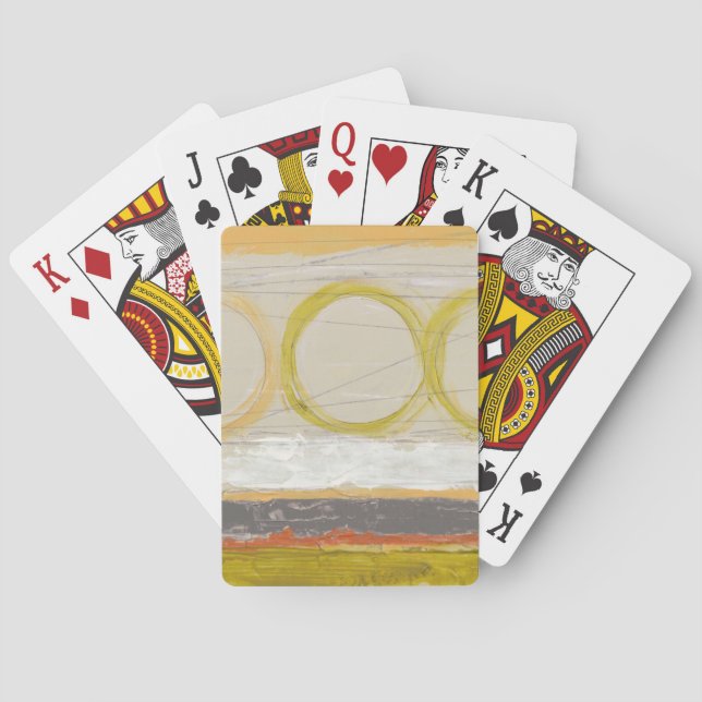 Yellow & Orange Circles on Multicolored Background Playing Cards (Back)