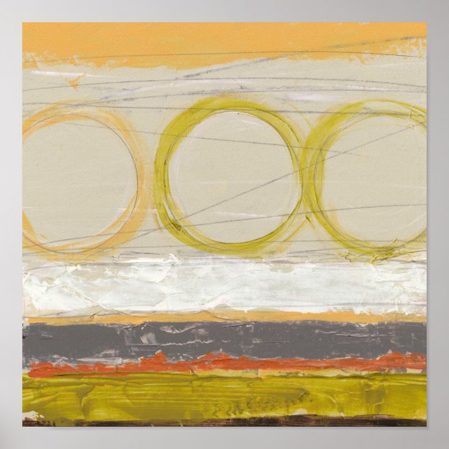 Yellow & Orange Circles on Multicolored Background Poster (Front)