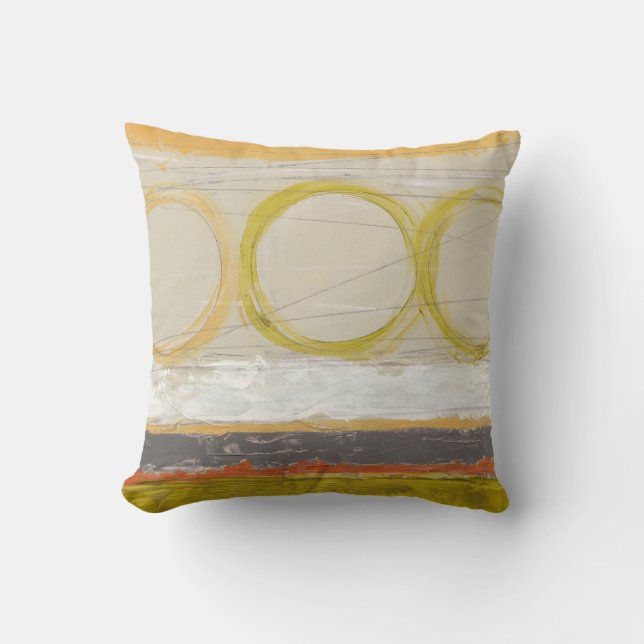 Yellow & Orange Circles on Multicolored Background Throw Pillow (Front)