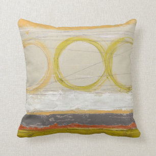 Yellow & Orange Circles on Multicolored Background Throw Pillow