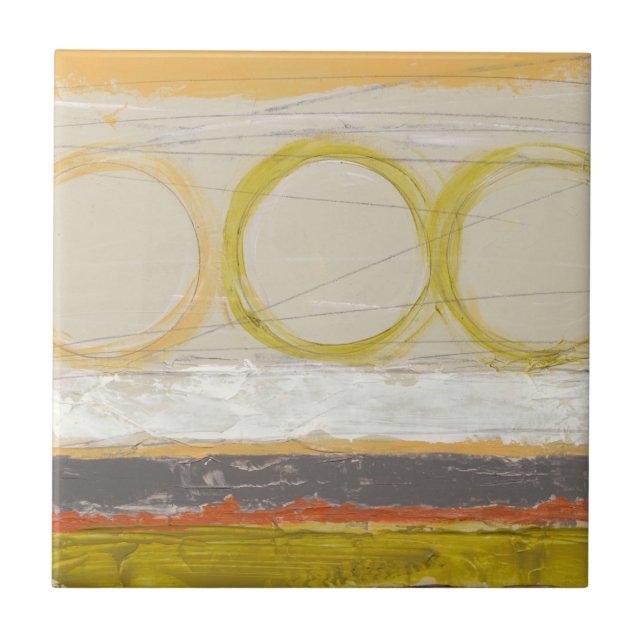 Yellow & Orange Circles on Multicolored Background Tile (Front)