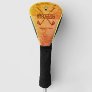 Yellow & Orange Color Design leather  Golf Head Cover