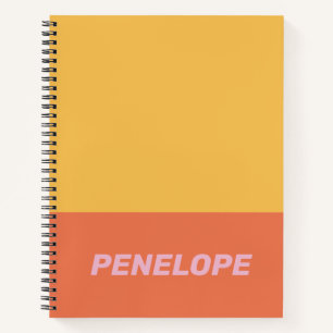Yellow Orange Colour Block Modern Personalized Nam Notebook