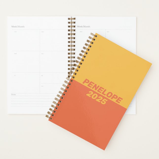 Yellow Orange Colour Block Modern Personalized Nam Planner (Display)