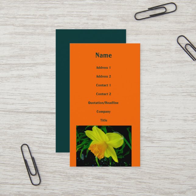 Yellow Orange Daffodil Business Card (Front/Back In Situ)