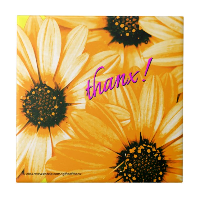 Yellow/Orange Daisies, thanx! - Ceramic Tile (Front)
