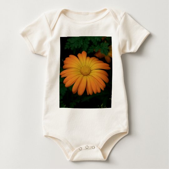 Yellow orange daisy flower baby bodysuit