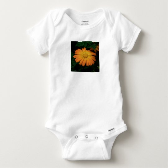 Yellow orange daisy flower baby onesie
