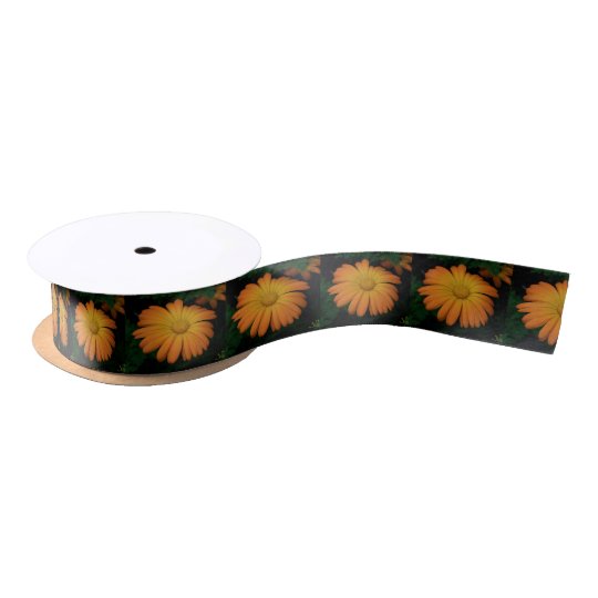 Yellow orange daisy flower satin ribbon