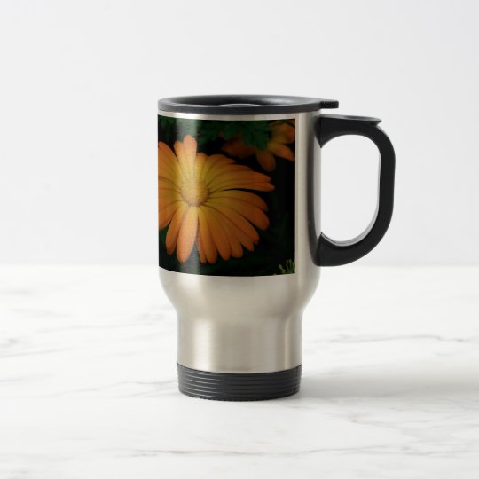 Yellow orange daisy flower travel mug