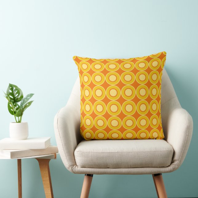 Yellow Orange Doughnuts With Filling On Burnt Oran Throw Pillow (Chair)