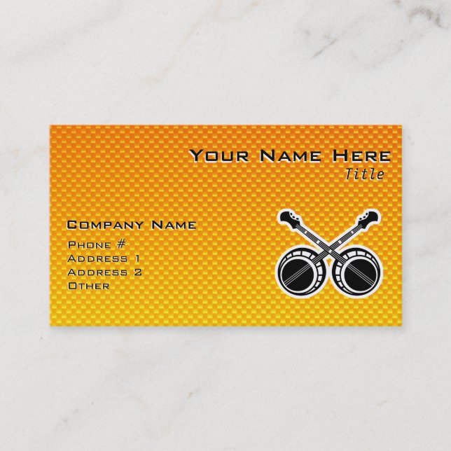Yellow Orange Duelling Banjos Business Card (Front)