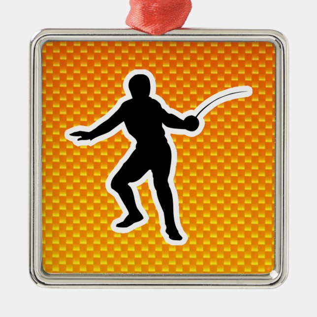 Yellow Orange Fencing Metal Ornament (Front)