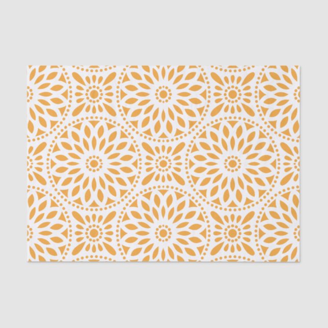 Yellow Orange Floral Pattern Tissue Paper (Front)