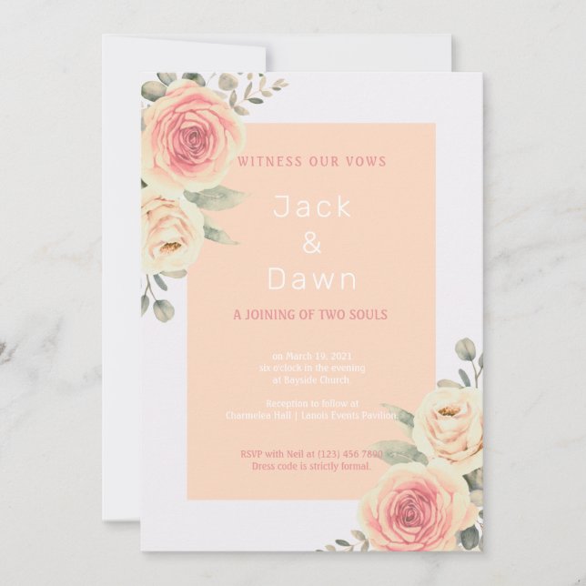 Yellow & Orange Floral Watercolor Wedding Invitation (Front)