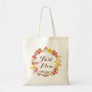 Yellow & Orange Floral Wreath Best Mom Tote Bag