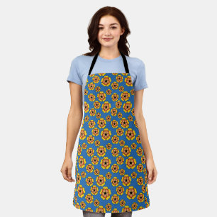 Yellow Orange Flowers Pattern Apron