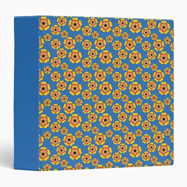 Yellow Orange Flowers Pattern Binder (Front/Spine)