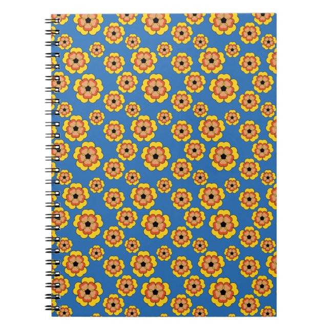 Yellow Orange Flowers Pattern Notebook (Front)