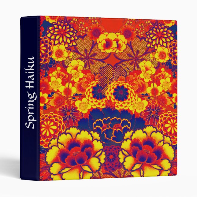 YELLOW ORANGE FLOWERS Peony,Roses Japanese Floral Binder (Front/Spine)