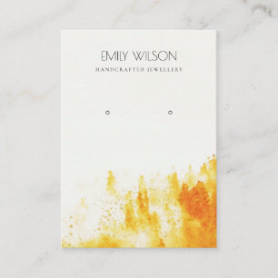YELLOW ORANGE FOG SNOW LANDSCAPE EARRING DISPLAY BUSINESS CARD