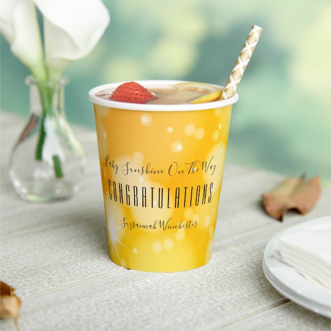Yellow Orange Gender Neutral Template Baby Shower Paper Cups (Insitu)