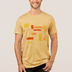 Yellow Orange Geometric Boxes Abstract Art Design Tri-Blend Shirt