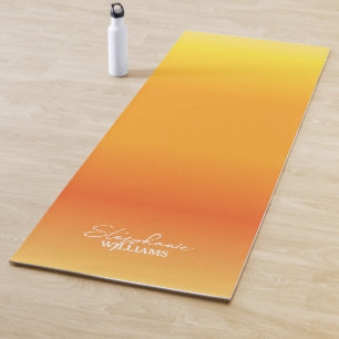 Yellow-Orange Gradient Yoga Mat with Custom Name