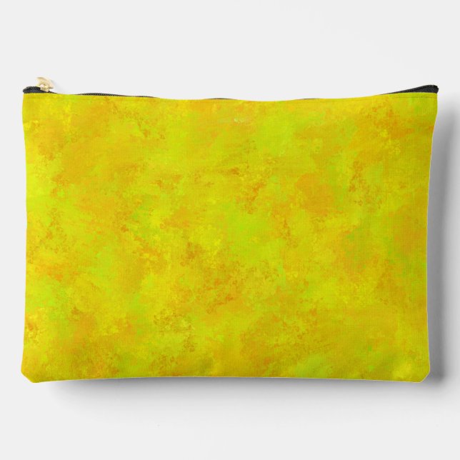 Yellow Orange Green Abstract Pattern Large Accessory Pouch (Front)