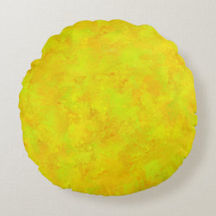 Yellow Orange Green Abstract Pattern Round Pillow