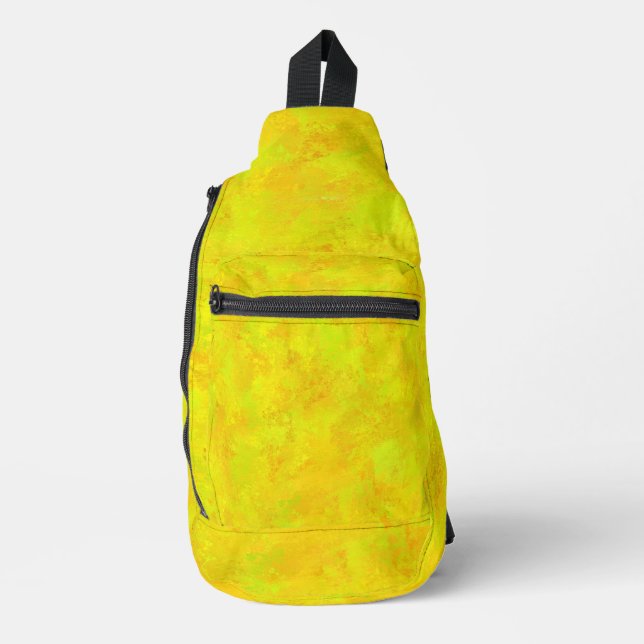 Yellow Orange Green Abstract Pattern Sling Bag (Front)